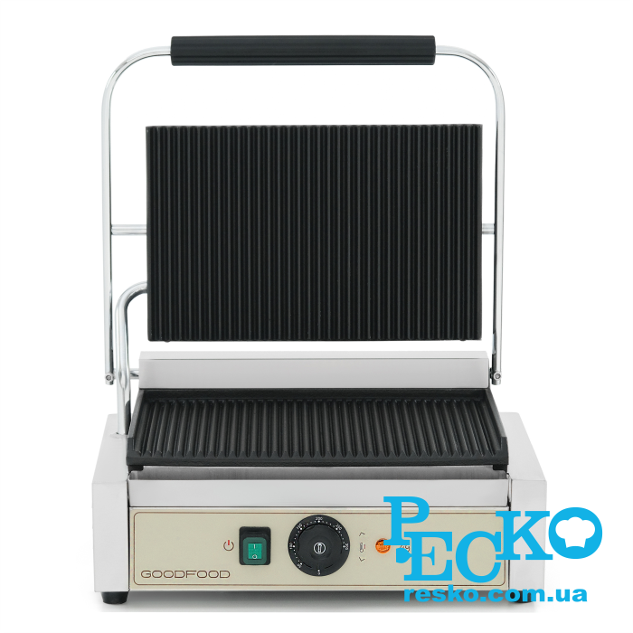 Гриль контактний GoodFood ECG11 BEIGE притискний професійний ребристий