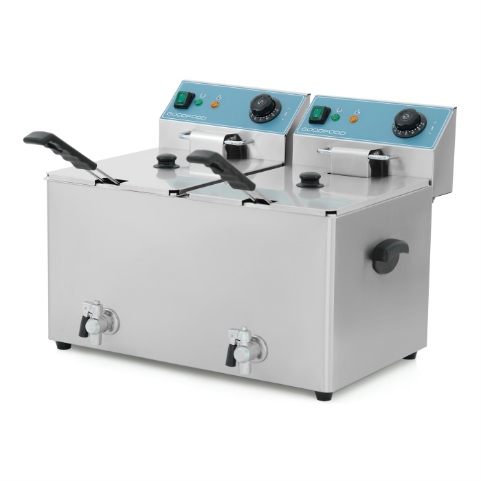 Фритюрница GoodFood EF88T BLUE с краном электрическая профессиональная 8+8 л