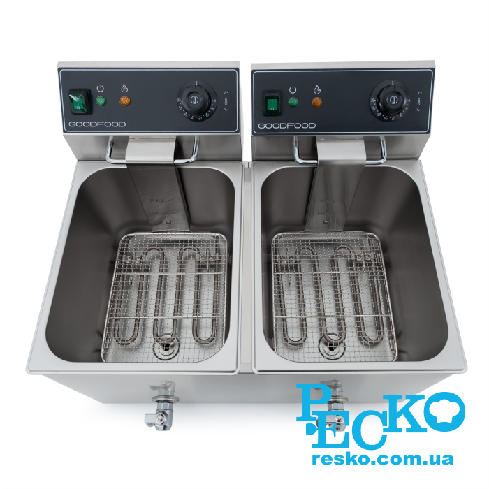 Фритюрниця GoodFood EF88T BLACK з краном електрична професійна 8+8 л