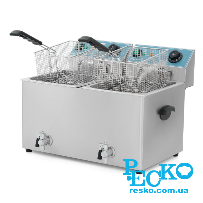 Фритюрниця GoodFood EF88T BLUE з краном електрична професійна 8+8 л