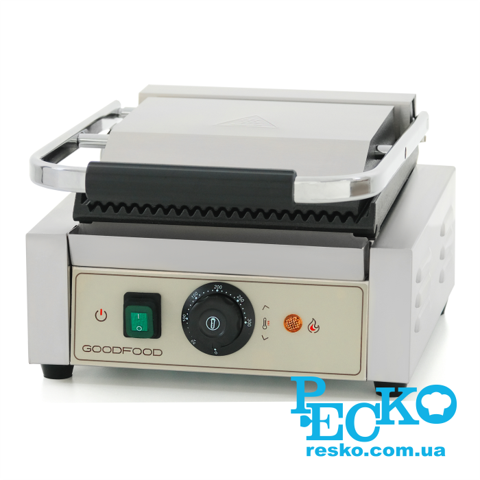 Гриль контактний GoodFood ECG10 BEIGE притискний професійний ребристий