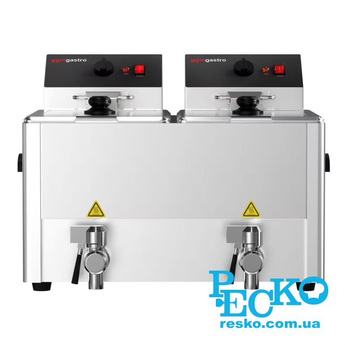 Фритюрниця GGM Gastro EFH8+8 з краном електрична професійна 8+8 л