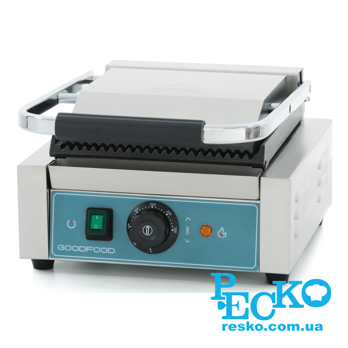 Гриль контактний GoodFood ECG10 BLUE притискний професійний ребристий