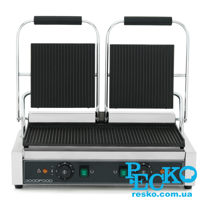 Гриль контактний GoodFood ECG20RR BLACK притискний професійний ребристий