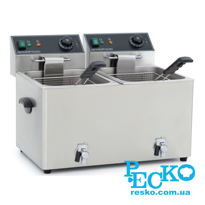 Фритюрниця GoodFood EF88T BLACK з краном електрична професійна 8+8 л