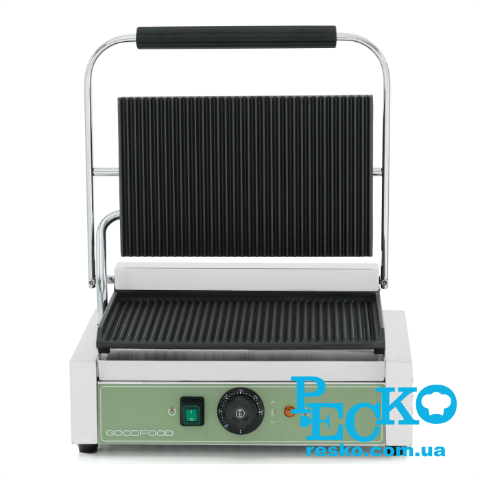 Гриль контактний GoodFood ECG11 GREEN притискний професійний ребристий