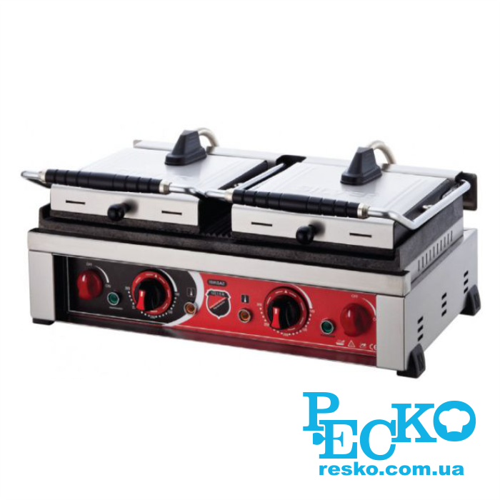 Гриль контактний Silver SS-20D притискний професійний ребристий