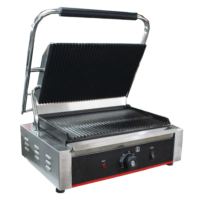 Гриль контактный EWT INOX CGR811E прижимной профессиональный ребристый