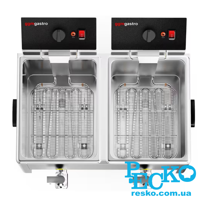 Фритюрниця GGM Gastro EFH8+8 з краном електрична професійна 8+8 л