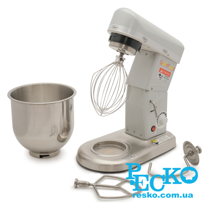 Миксер кондитерский планетарный GoodFood PM-B7 SILVER серебро профессиональный 7 л промышленный настольный от компании РЕСКО