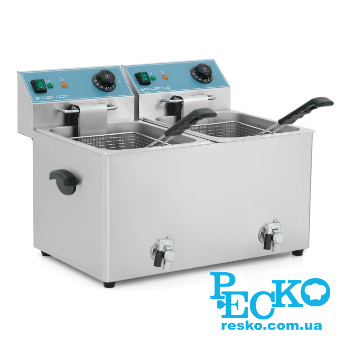 Фритюрниця GoodFood EF88T BLUE з краном електрична професійна 8+8 л
