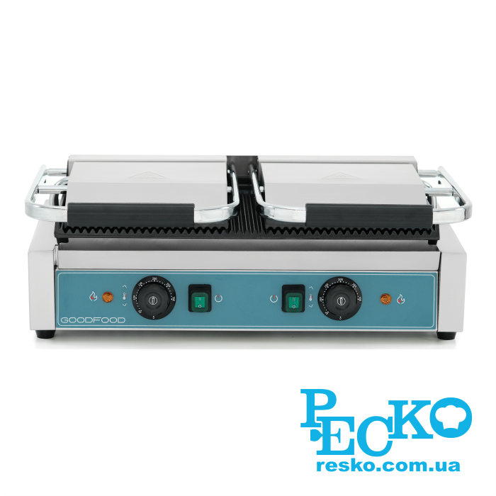 Гриль контактний GoodFood ECG20RR BLUE притискний професійний ребристий