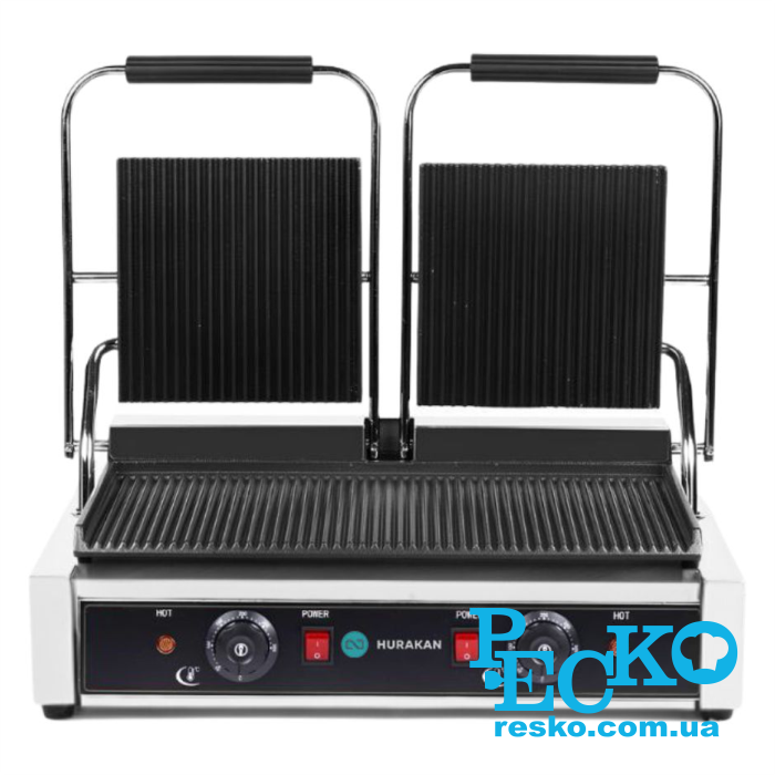 Гриль контактний Hurakan HKN-PE44R притискний професійний ребристий