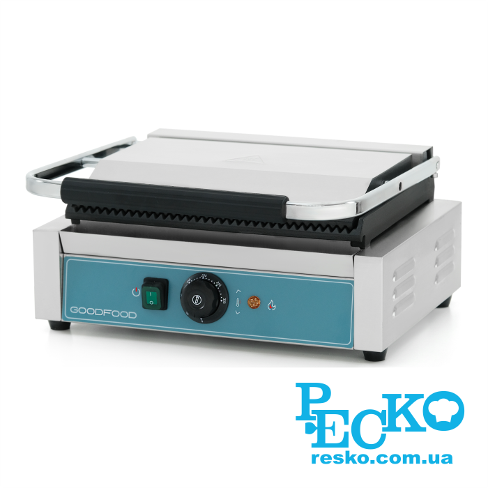 Гриль контактний GoodFood ECG11 BLUE притискний професійний ребристий