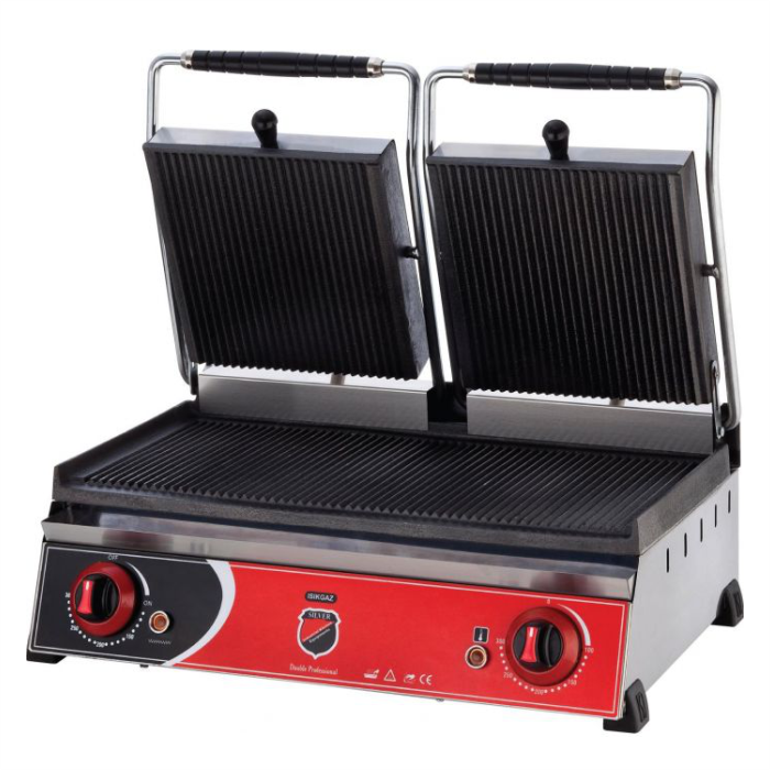 Гриль контактный Silver 2133 прижимной профессиональный ребристый