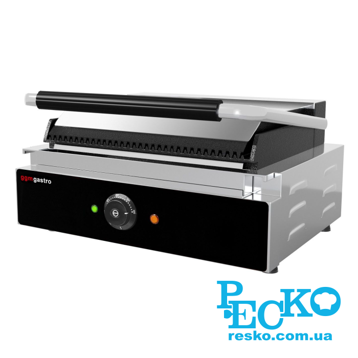 Гриль контактний GGM Gastro KGJ442 притискний професійний ребристий