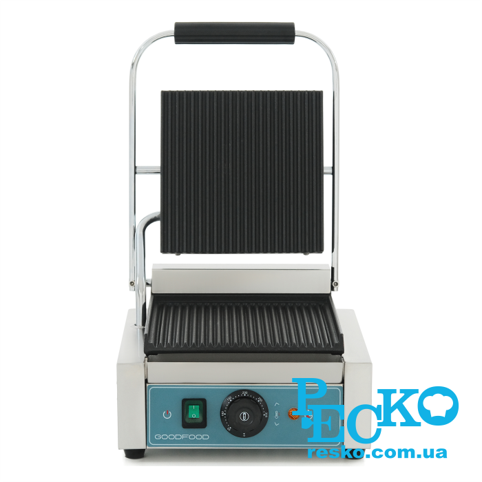 Гриль контактний GoodFood ECG10 BLUE притискний професійний ребристий