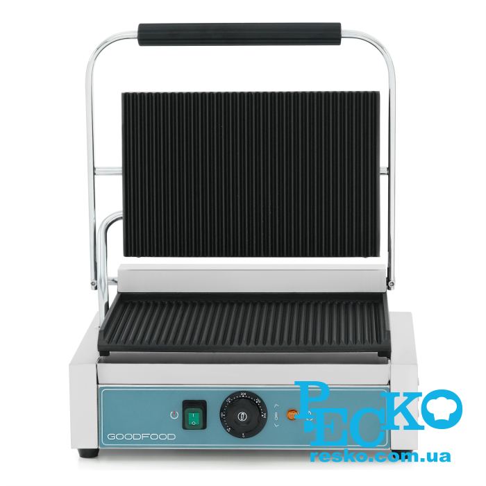 Гриль контактний GoodFood ECG11 BLUE притискний професійний ребристий