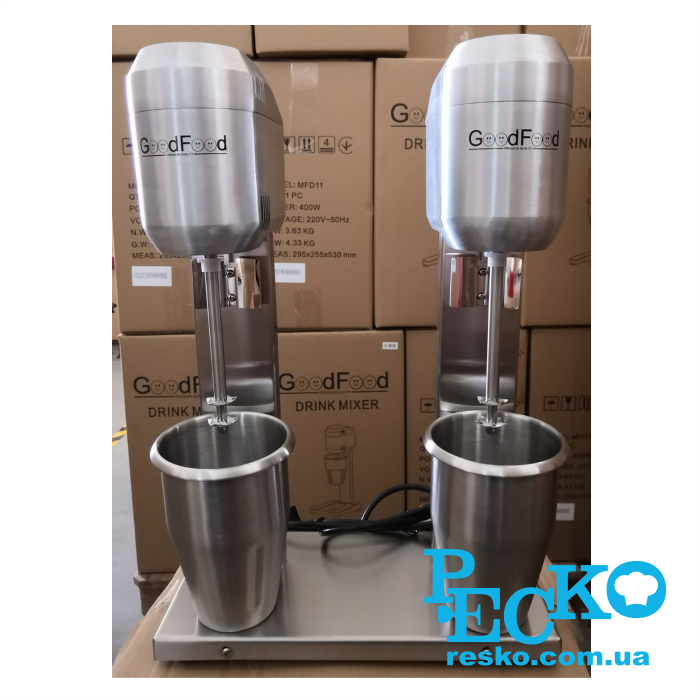 Миксер молочный GoodFood MFD22 для молочных коктейлей профессиональный 2x1 л