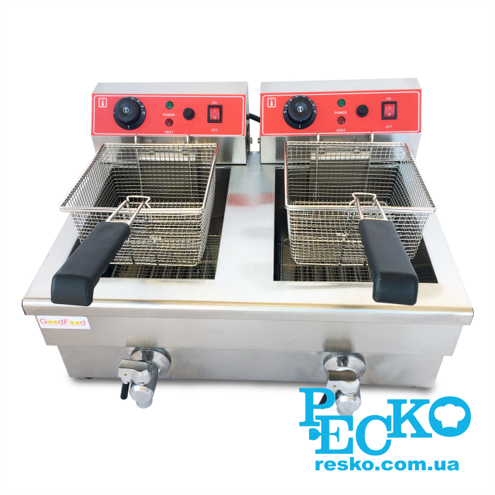 Фритюрниця GoodFood EF8+8 з краном електрична професійна 8+8 л