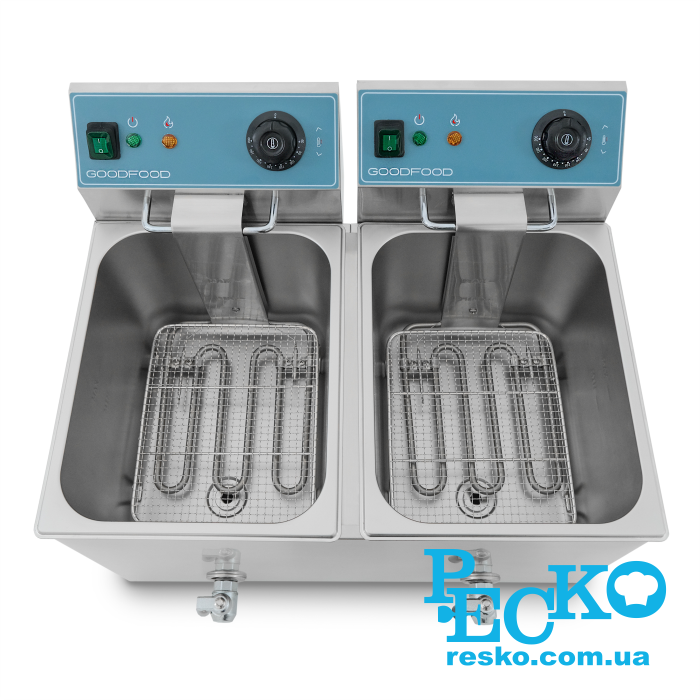 Фритюрниця GoodFood EF88T BLUE з краном електрична професійна 8+8 л