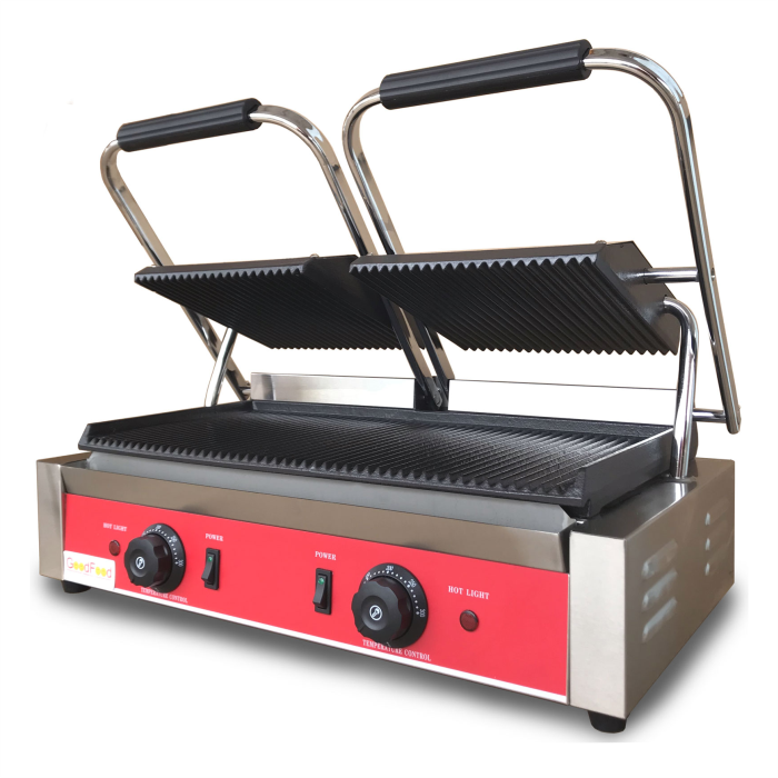 Гриль контактный GoodFood ECG20RR прижимной профессиональный ребристый