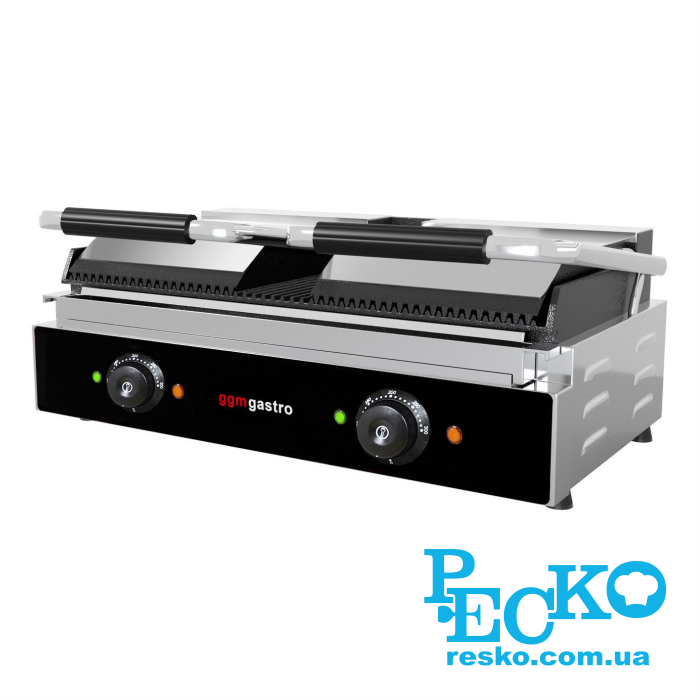 Гриль контактний GGM Gastro KGJ542 притискний професійний ребристий