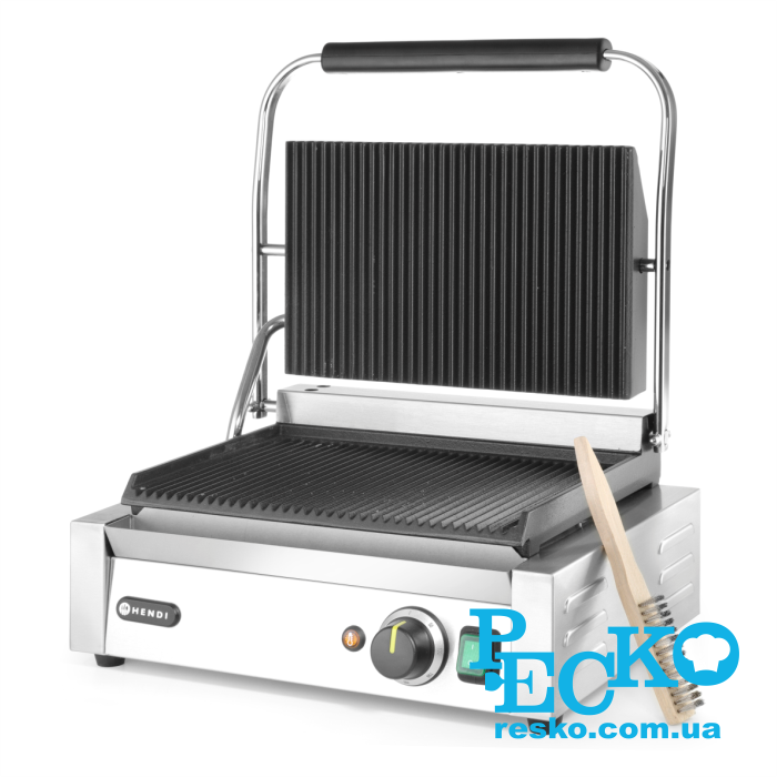 Гриль контактний Hendi 263655 притискний професійний ребристий