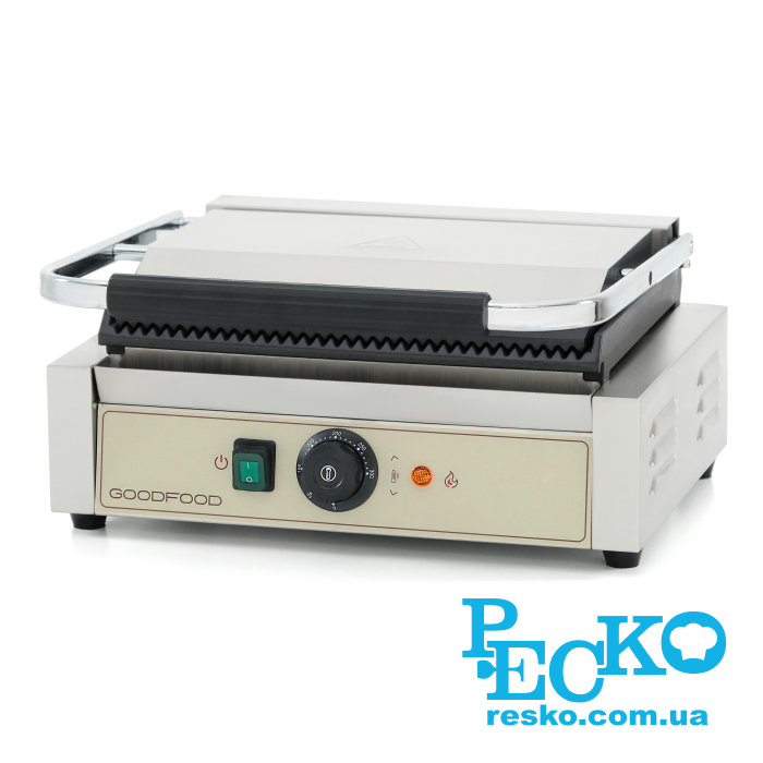 Гриль контактний GoodFood ECG11 BEIGE притискний професійний ребристий