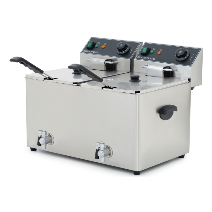 Фритюрница GoodFood EF88T BLACK с краном электрическая профессиональная 8+8 л