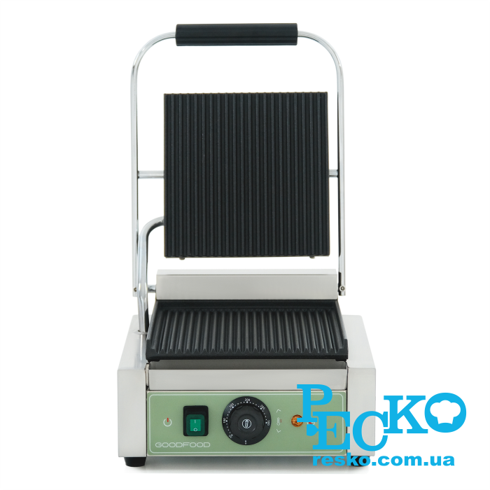 Гриль контактний GoodFood ECG10 GREEN притискний професійний ребристий