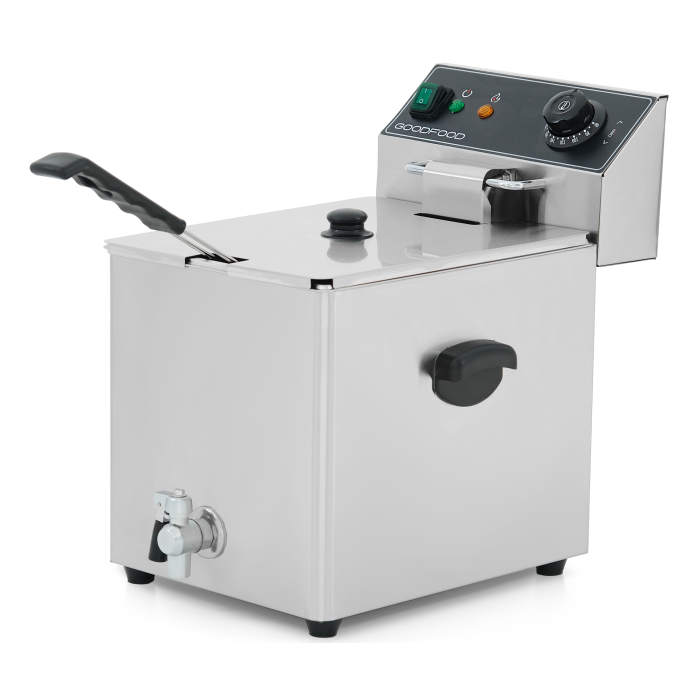 Фритюрница GoodFood EF8T BLACK с краном электрическая профессиональная 8 л