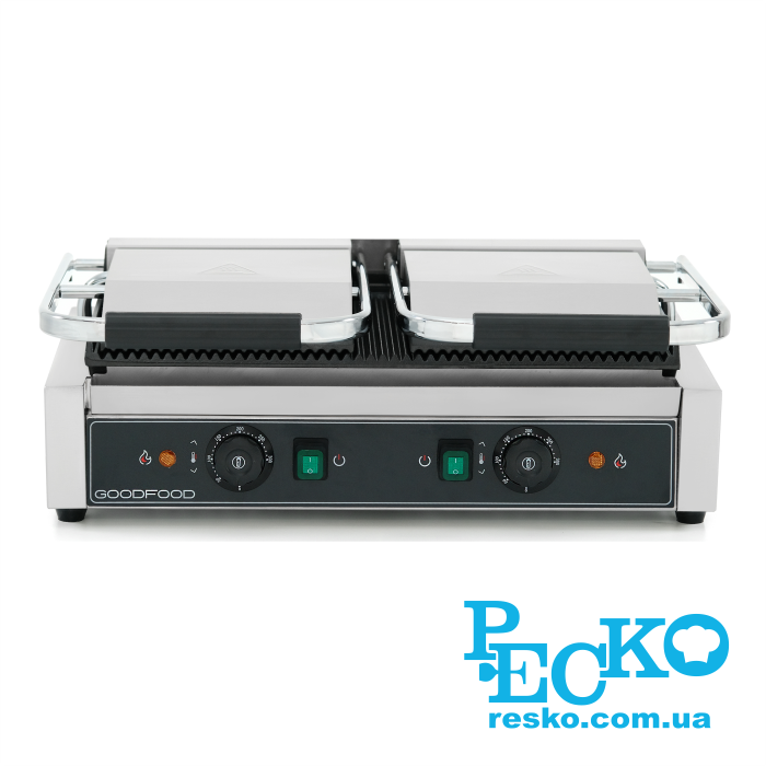 Гриль контактний GoodFood ECG20RR BLACK притискний професійний ребристий