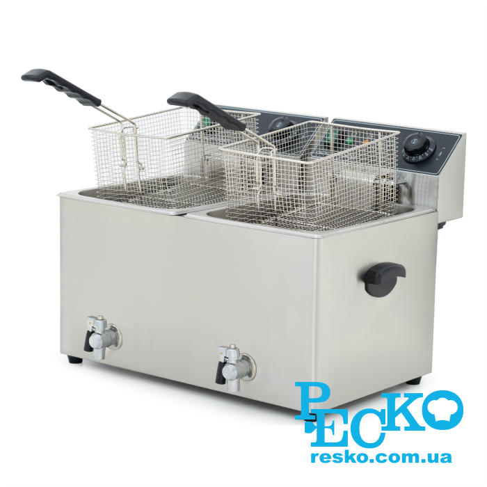 Фритюрниця GoodFood EF88T BLACK з краном електрична професійна 8+8 л
