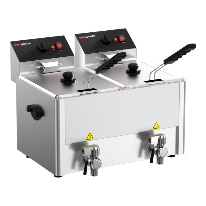 Фритюрница GGM Gastro EFH8+8 с краном электрическая профессиональная 8+8 л