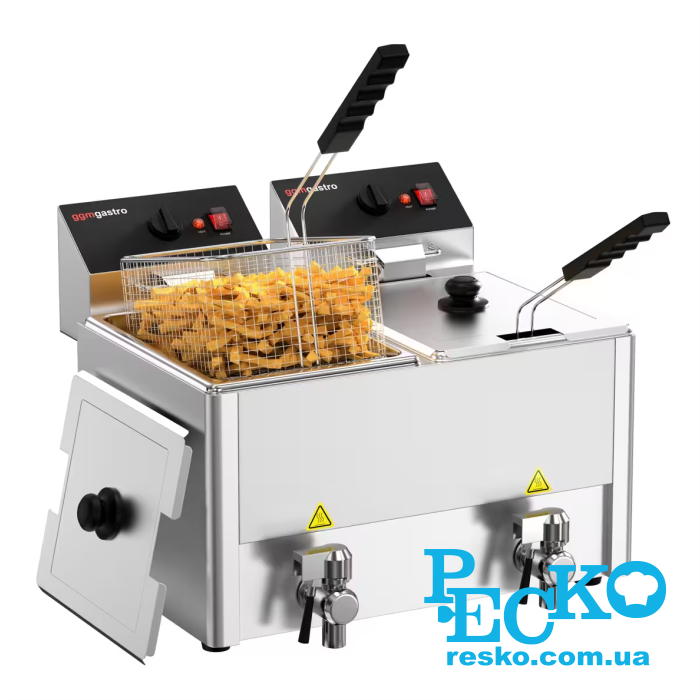 Фритюрниця GGM Gastro EFH8+8 з краном електрична професійна 8+8 л