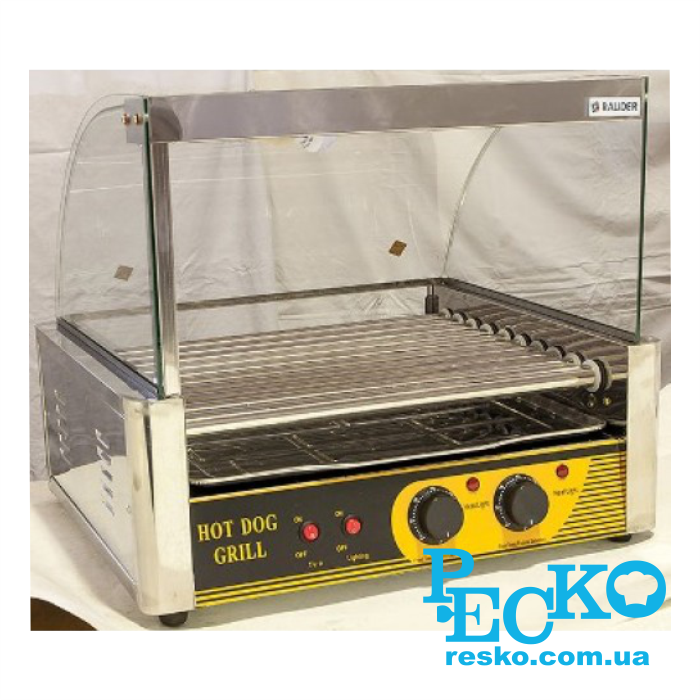Гриль роликовий Rauder JRG-10G зі склом 10 роликів