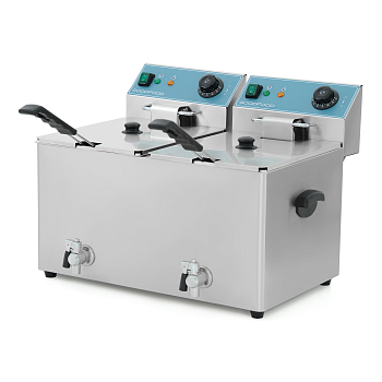 Фритюрница GoodFood EF88T BLUE с краном электрическая профессиональная 8+8 л