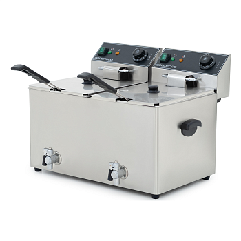 Фритюрница GoodFood EF88T BLACK с краном электрическая профессиональная 8+8 л